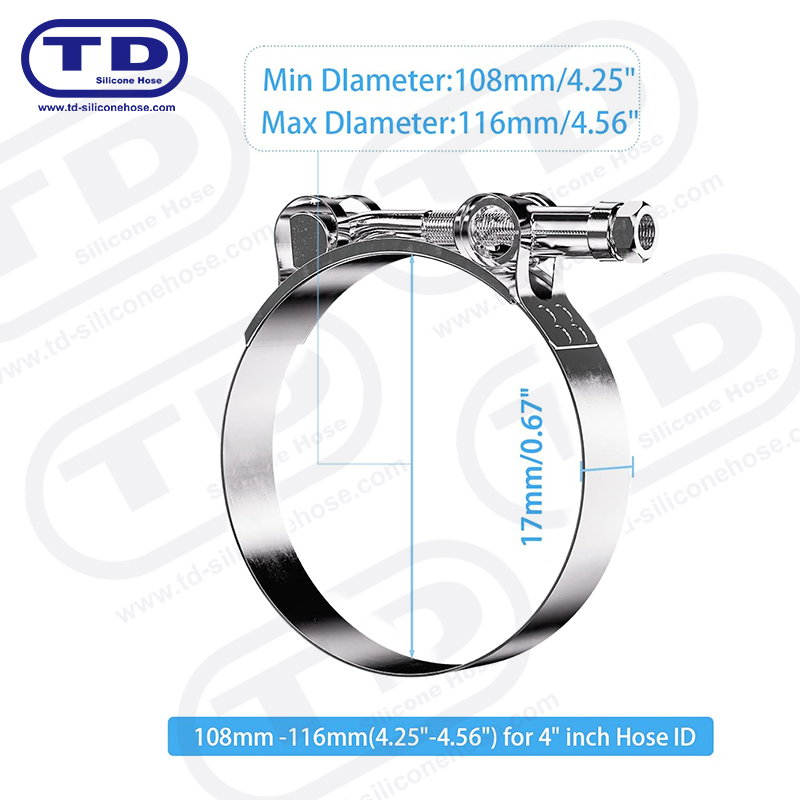 Malakas na tungkulin T-Bolt silicone hose clamp