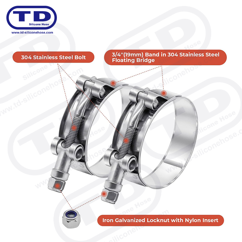 Malakas na tungkulin T-Bolt silicone hose clamp