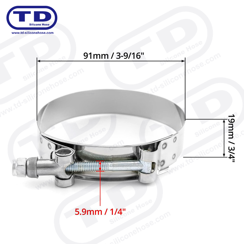 Malakas na tungkulin T-Bolt silicone hose clamp