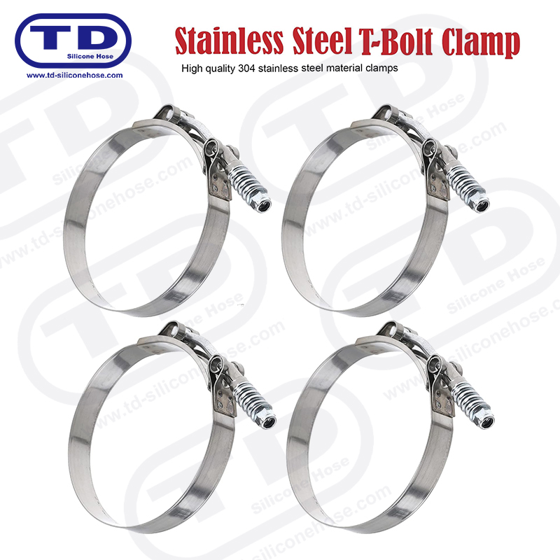 Spring reinforced T-Bolt silicone hose clamp