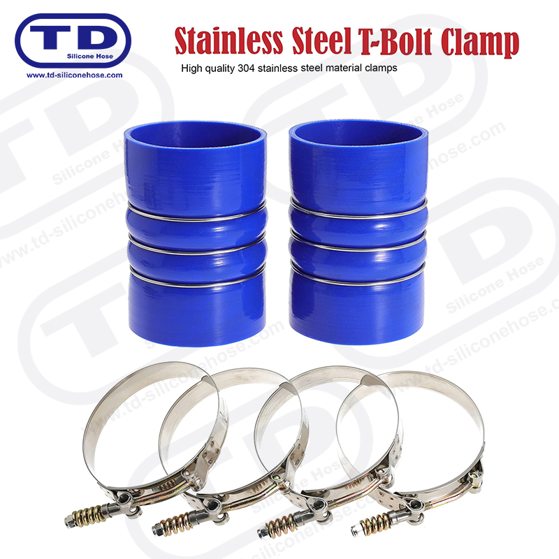 Spring reinforced T-Bolt silicone hose clamp