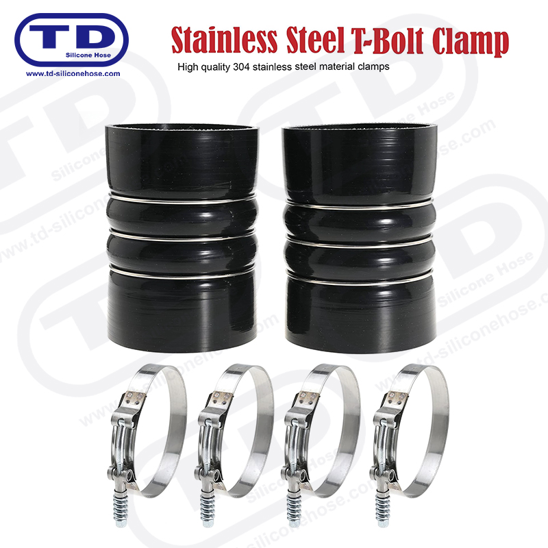 Spring reinforced T-Bolt silicone hose clamp