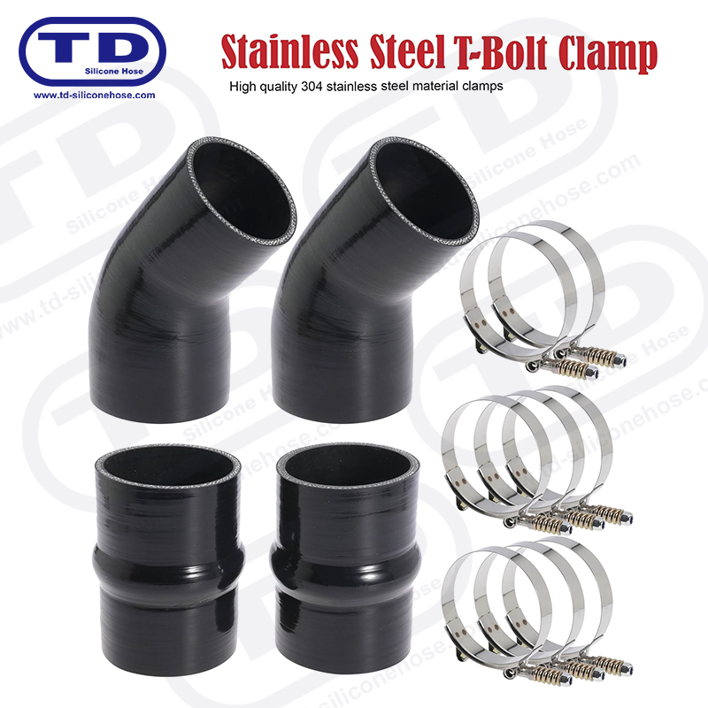 Spring reinforced T-Bolt silicone hose clamp
