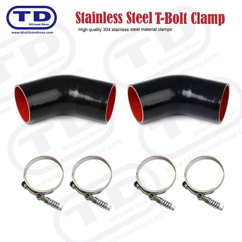 Spring reinforced T-Bolt silicone hose clamp