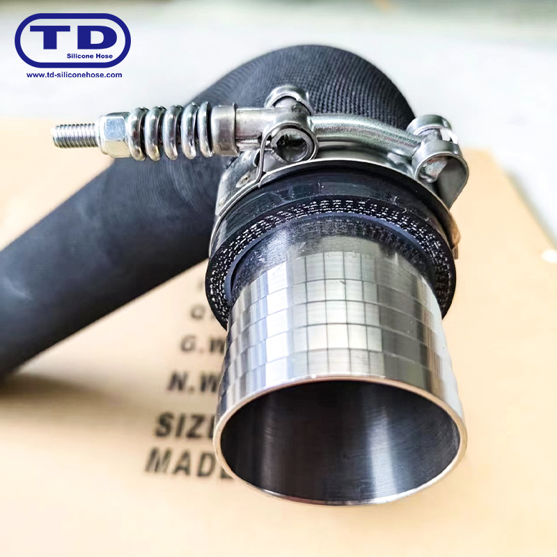 Spring reinforced T-Bolt silicone hose clamp