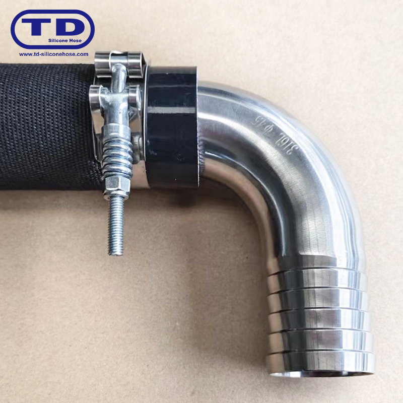 Spring reinforced T-Bolt silicone hose clamp